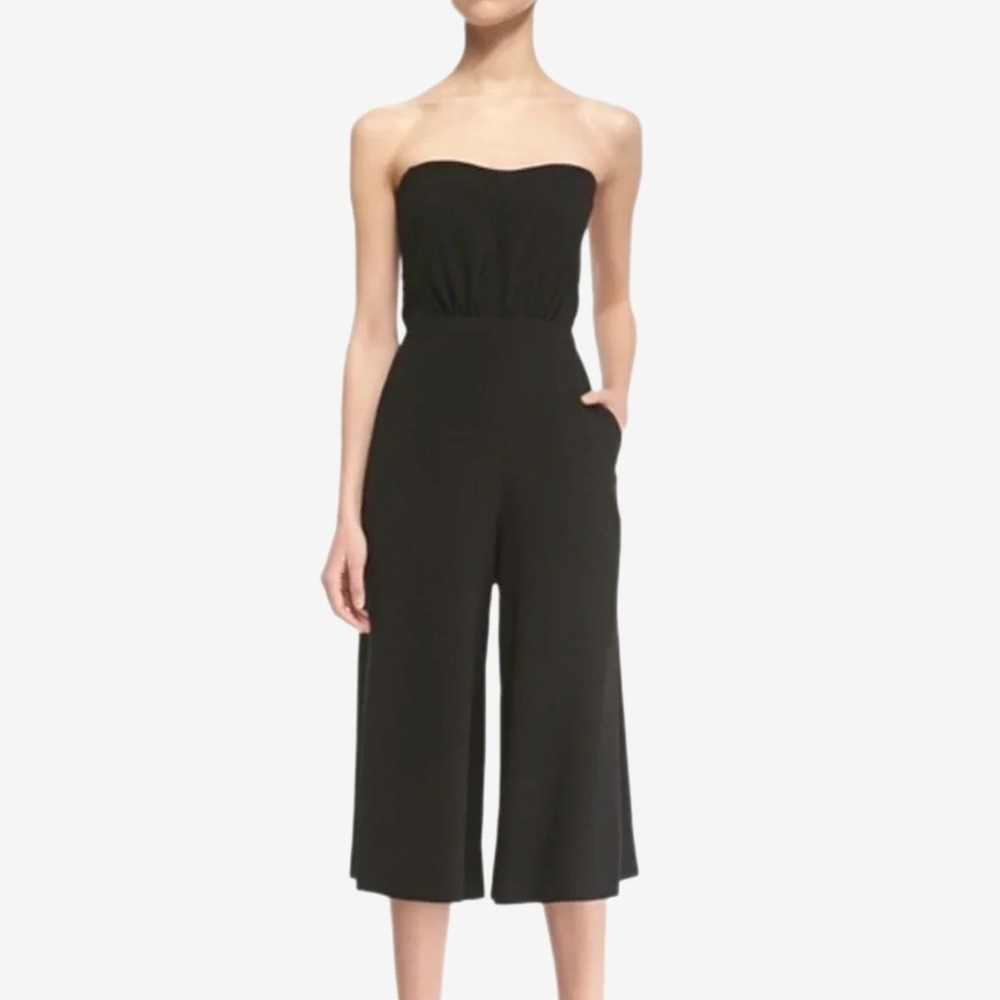 Elizabeth and James Strapless Jumpsuit Size 2 Black Cropped Wide Leg